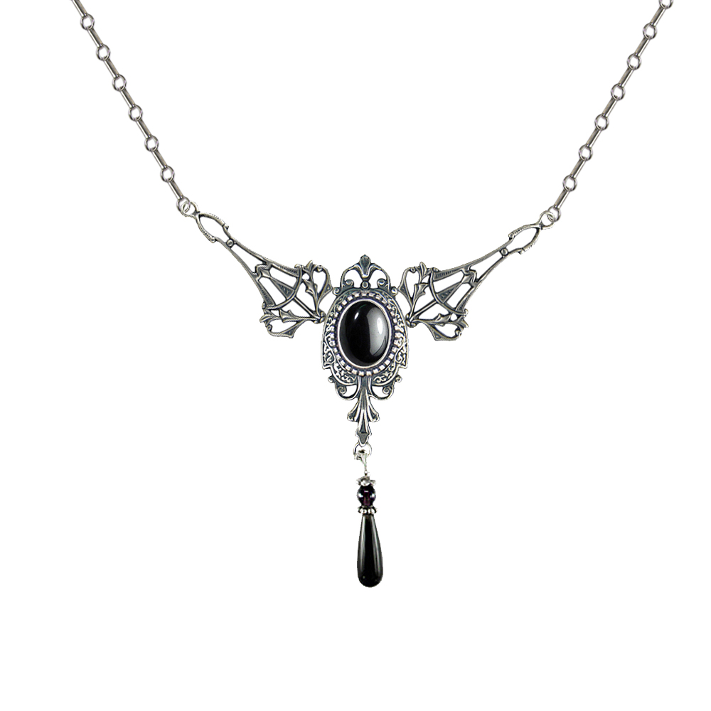 Sterling Silver Victorian Necklace With Hematite